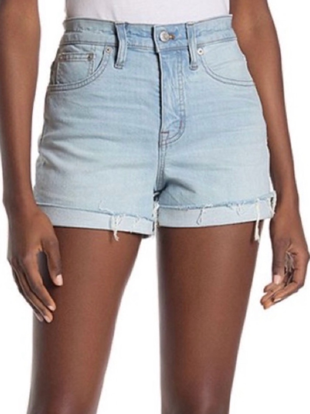 Madewell high rise mid length stretch denim shorts size 25 Small